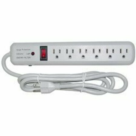 SWE-TECH 3C Surge Protector, 6 Outlet, Gray, Vertical Outlets, 3 MOV, 540 Joules, EMI / RFI, Power Cord 6 foot FWT51W1-01206